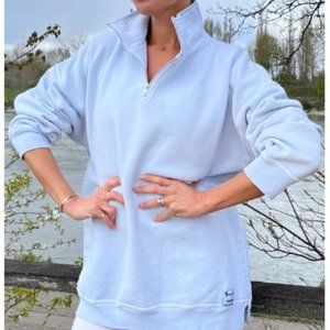 Sloppy Joe Sweatshirt- DIANA ZIP NECK - Powder Blue, size 2